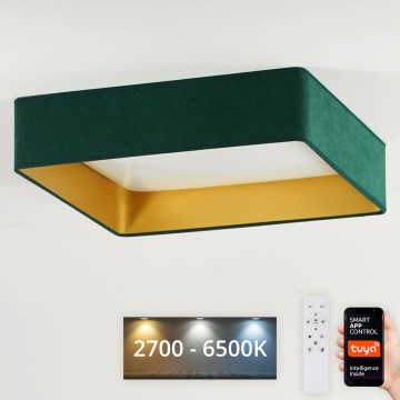 Brilagi - VELVET SQUARE SMART dimbar LED-takarmatur LED/36W/230V 60x60 cm 2700-6500K Wi-Fi Tuya + fjärrkontroll grön