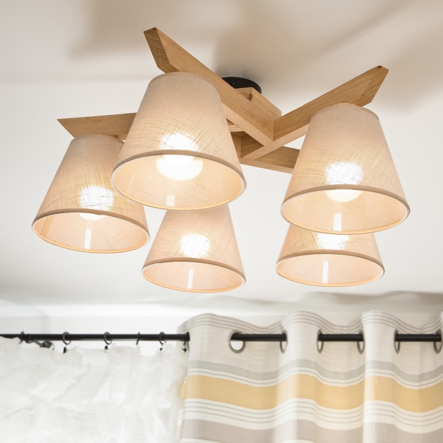 Brilagi - Ytmonterad ljuskrona ANTHONY 5xE14/40W/230V ek/beige