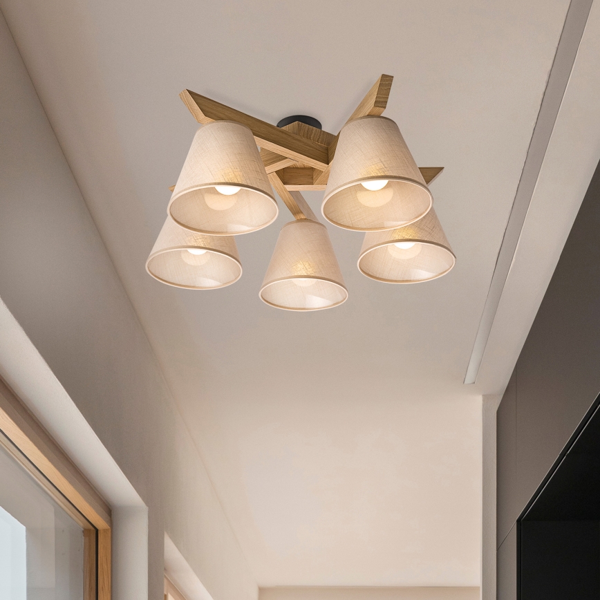 Brilagi - Ytmonterad ljuskrona ANTHONY 5xE14/40W/230V ek/beige