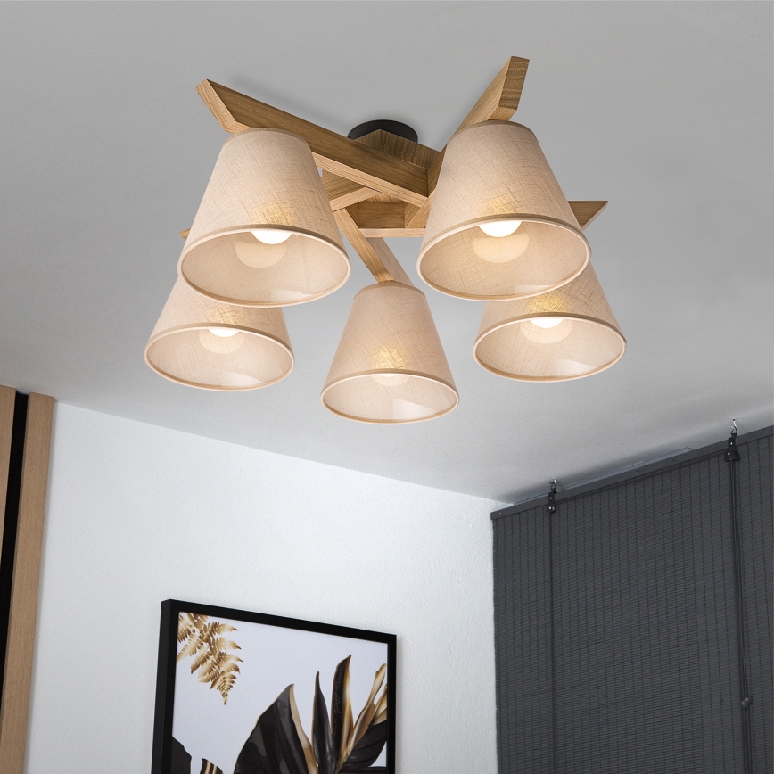 Brilagi - Ytmonterad ljuskrona ANTHONY 5xE14/40W/230V ek/beige