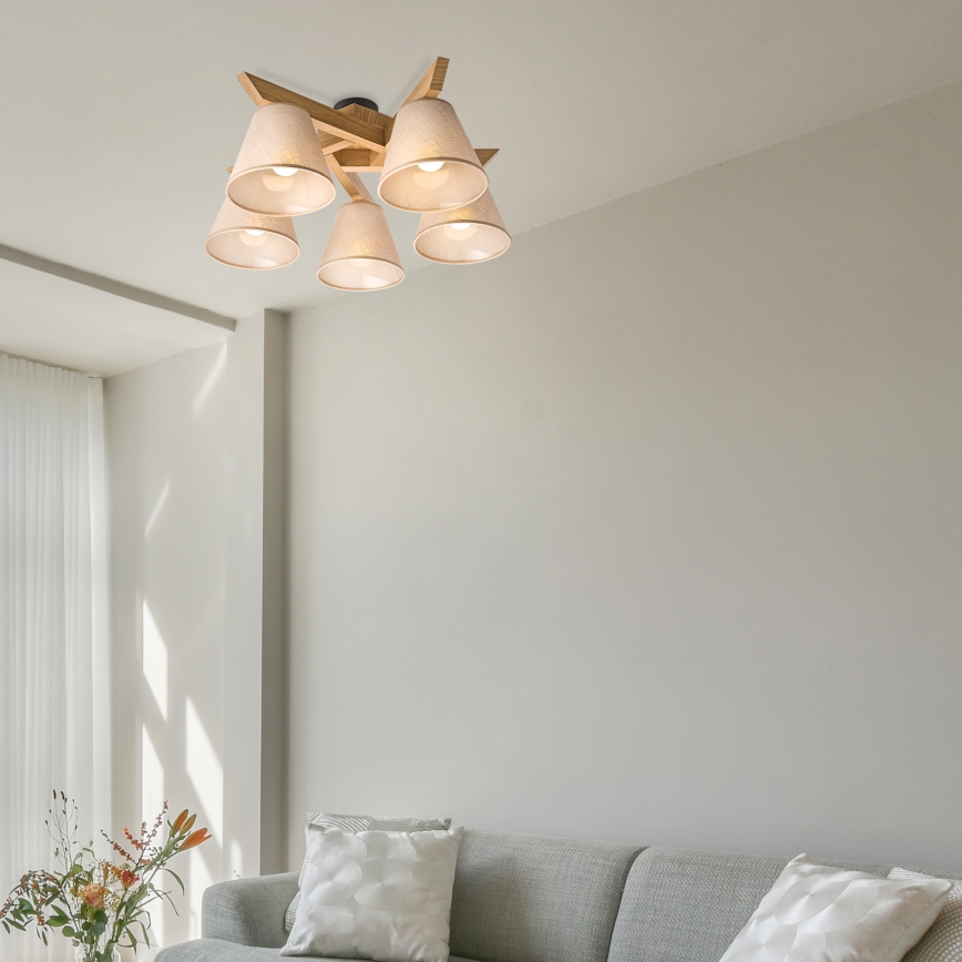 Brilagi - Ytmonterad ljuskrona ANTHONY 5xE14/40W/230V ek/beige
