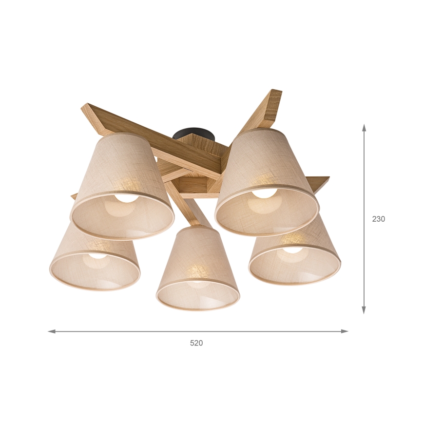 Brilagi - Ytmonterad ljuskrona ANTHONY 5xE14/40W/230V ek/beige