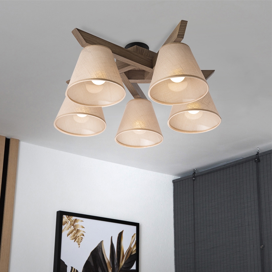 Brilagi - Ytmonterad ljuskrona ANTHONY 5xE14/40W/230V ek/beige