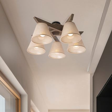 Brilagi - Ytmonterad ljuskrona ANTHONY 5xE14/40W/230V ek/beige