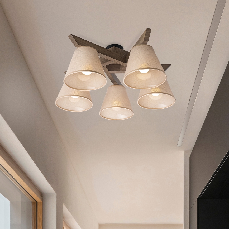 Brilagi - Ytmonterad ljuskrona ANTHONY 5xE14/40W/230V ek/beige