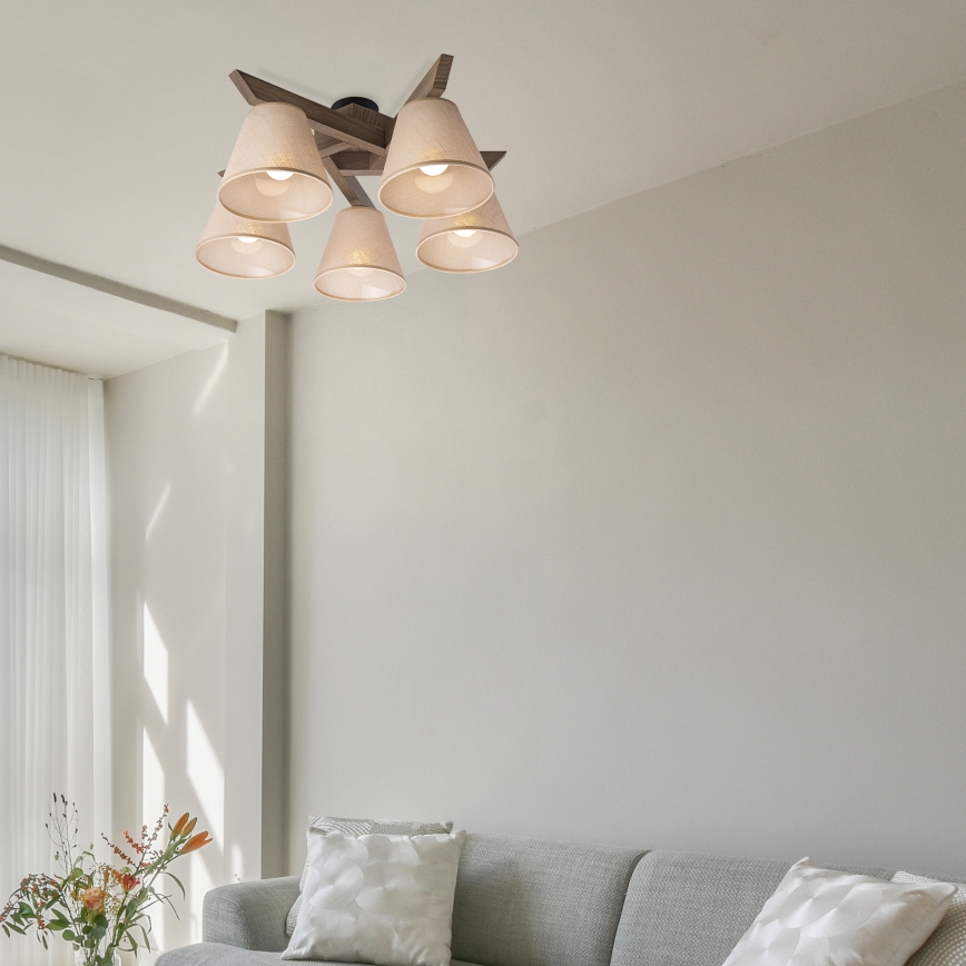 Brilagi - Ytmonterad ljuskrona ANTHONY 5xE14/40W/230V ek/beige