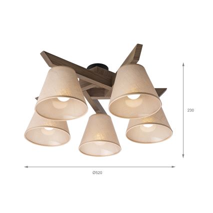 Brilagi - Ytmonterad ljuskrona ANTHONY 5xE14/40W/230V ek/beige