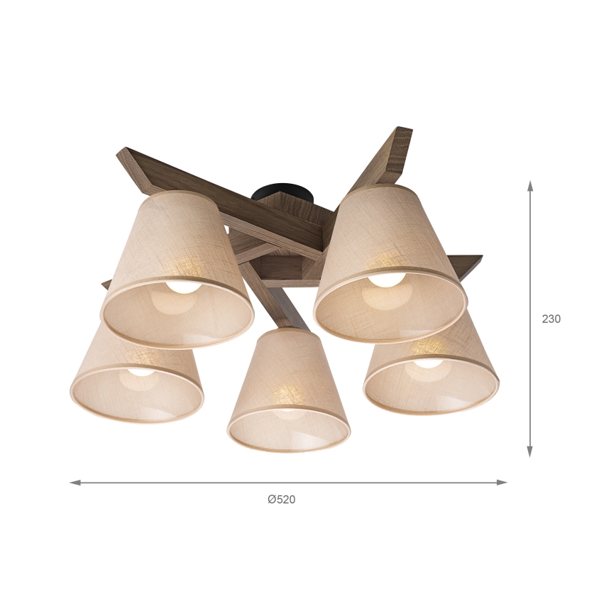 Brilagi - Ytmonterad ljuskrona ANTHONY 5xE14/40W/230V ek/beige