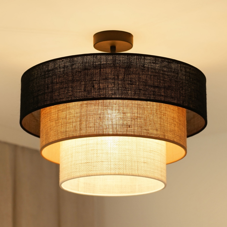 Brilagi - Ytmonterad ljuskrona ASPEN LUNETA 1xE27/15W/230V diameter 45 cm svart/beige/grädde
