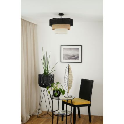 Brilagi - Ytmonterad ljuskrona ASPEN LUNETA 1xE27/15W/230V diameter 45 cm svart/beige/grädde