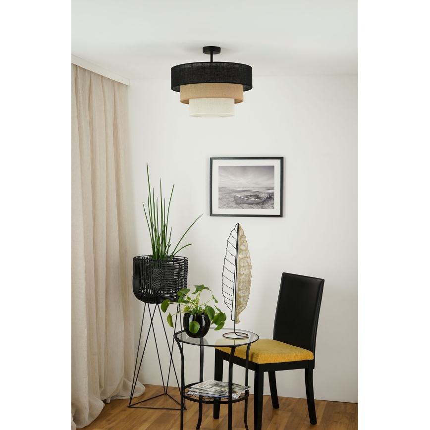 Brilagi - Ytmonterad ljuskrona ASPEN LUNETA 1xE27/15W/230V diameter 45 cm svart/beige/grädde