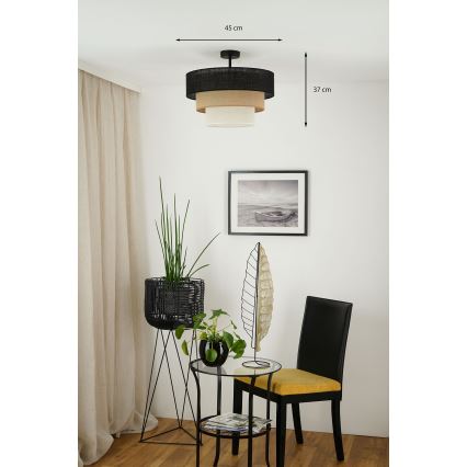 Brilagi - Ytmonterad ljuskrona ASPEN LUNETA 1xE27/15W/230V diameter 45 cm svart/beige/grädde