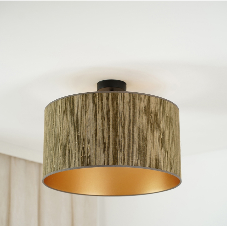 Brilagi - Ytmonterad ljuskrona BOSTON ROLLER 1xE27/15W/230V diameter 45 cm strå brun/guld