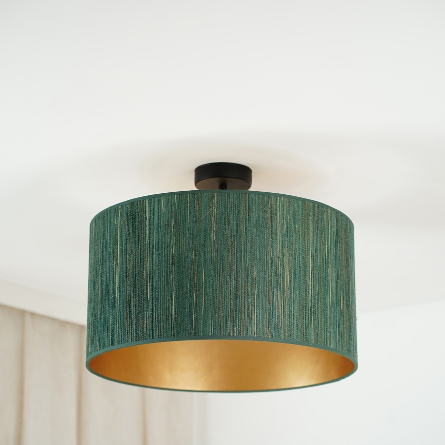 Brilagi - Ytmonterad ljuskrona BOSTON ROLLER 1xE27/15W/230V diameter 45 cm strå grön/guld