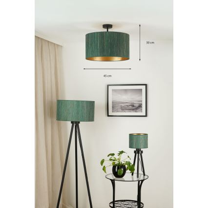 Brilagi - Ytmonterad ljuskrona BOSTON ROLLER 1xE27/15W/230V diameter 45 cm strå grön/guld