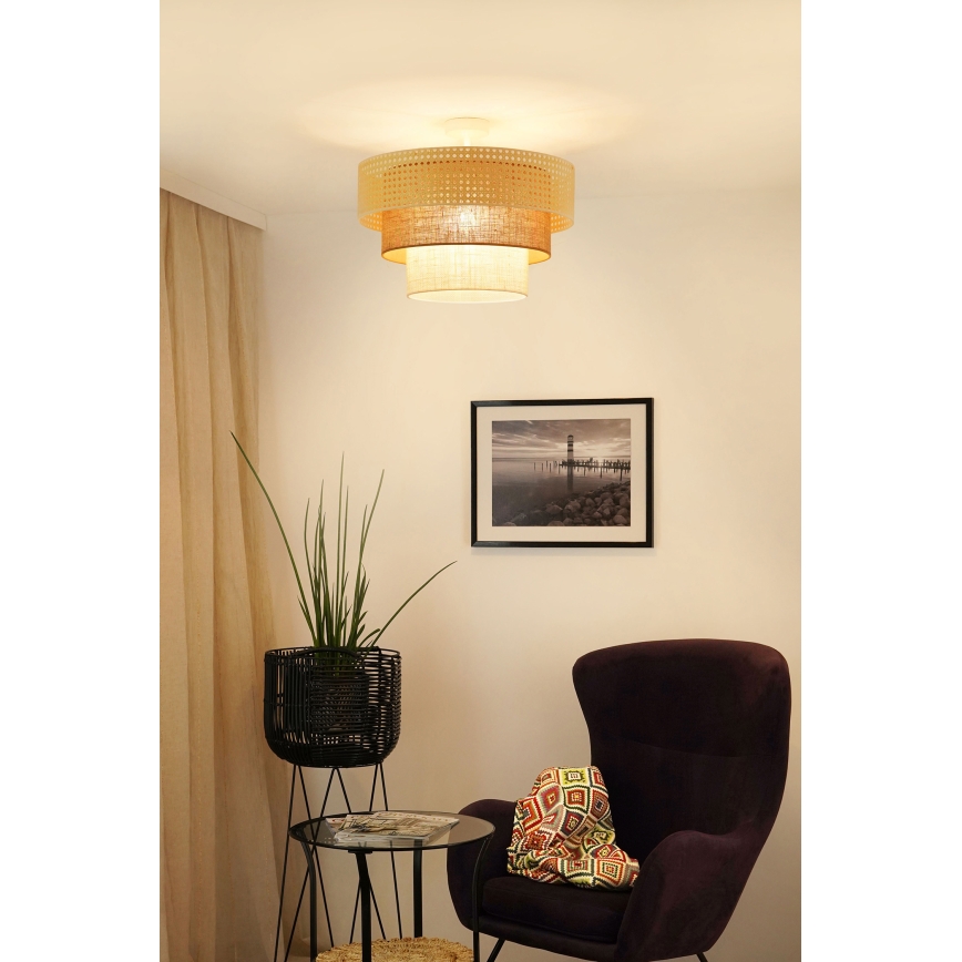 Brilagi - Ytmonterad ljuskrona CEDAR LUNETA 1xE27/15W/230V diameter 45 cm beige/brun/grädde