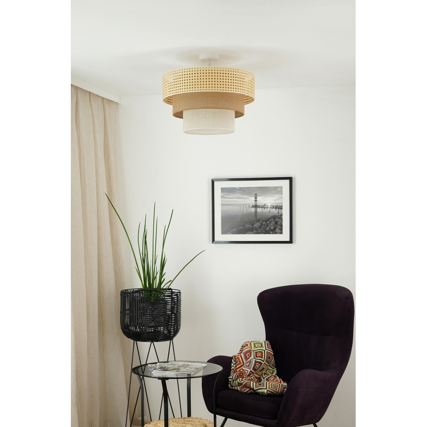 Brilagi - Ytmonterad ljuskrona CEDAR LUNETA 1xE27/15W/230V diameter 45 cm beige/brun/grädde