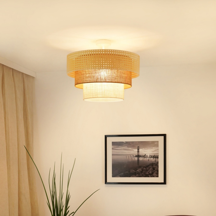 Brilagi - Ytmonterad ljuskrona CEDAR LUNETA 1xE27/15W/230V diameter 45 cm beige/brun/grädde