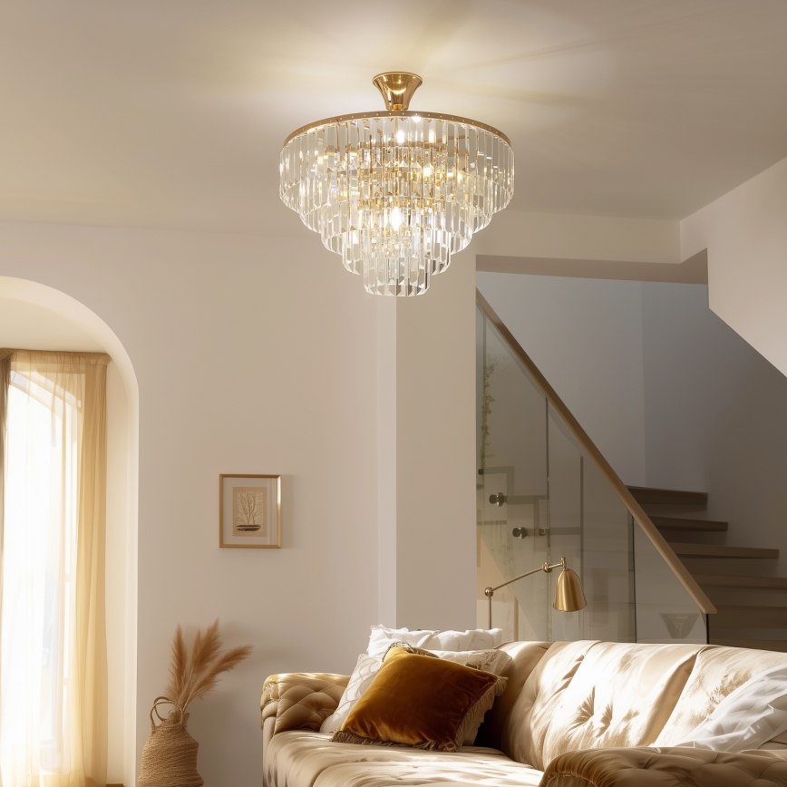 Brilagi - Ytmonterad ljuskrona CRYSTAL 5xE14/40W/230V guld