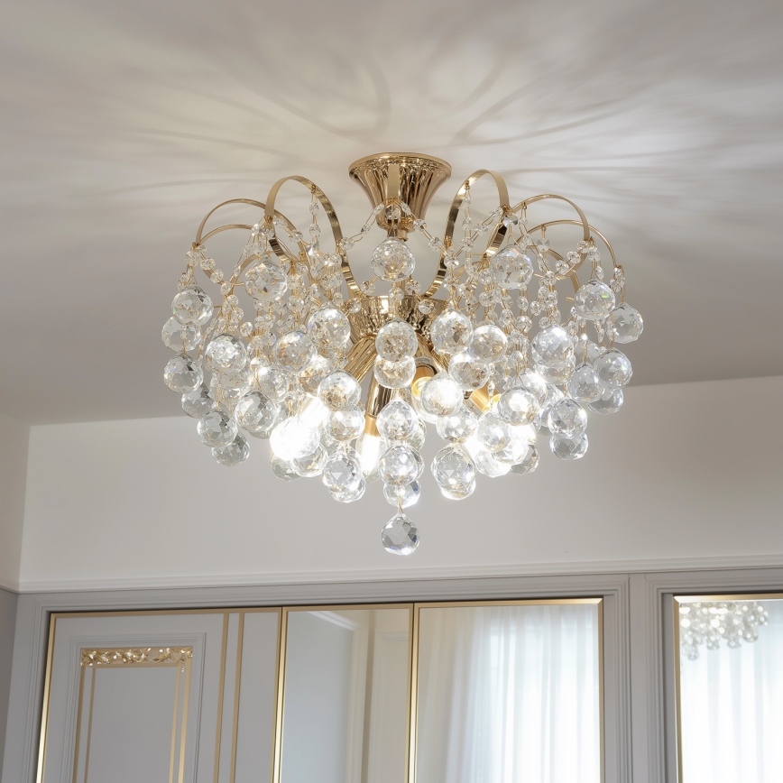 Brilagi - Ytmonterad ljuskrona CRYSTAL 6xE14/60W/230V guld