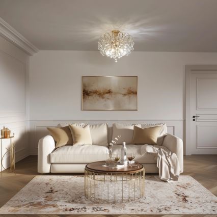 Brilagi - Ytmonterad ljuskrona CRYSTAL 6xE14/60W/230V guld