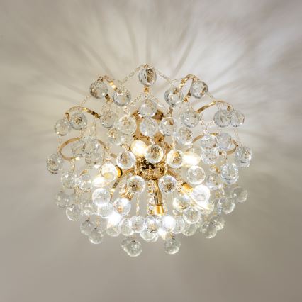 Brilagi - Ytmonterad ljuskrona CRYSTAL 6xE14/60W/230V guld