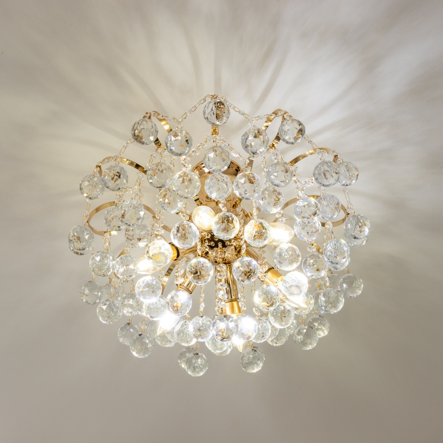 Brilagi - Ytmonterad ljuskrona CRYSTAL 6xE14/60W/230V guld