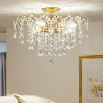 Brilagi - Ytmonterad ljuskrona CRYSTAL 6xE14/60W/230V guld