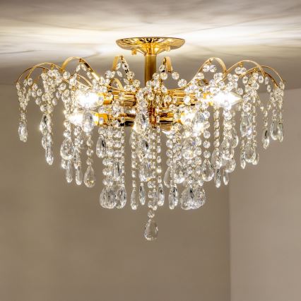 Brilagi - Ytmonterad ljuskrona CRYSTAL 6xE14/60W/230V guld