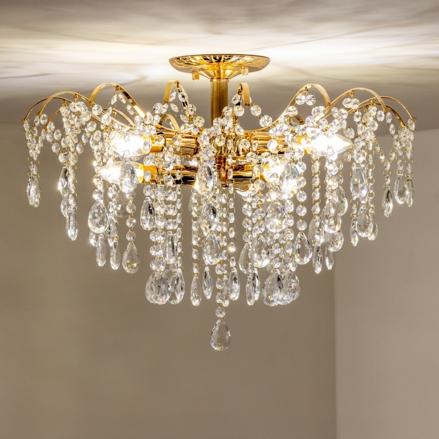 Brilagi - Ytmonterad ljuskrona CRYSTAL 6xE14/60W/230V guld
