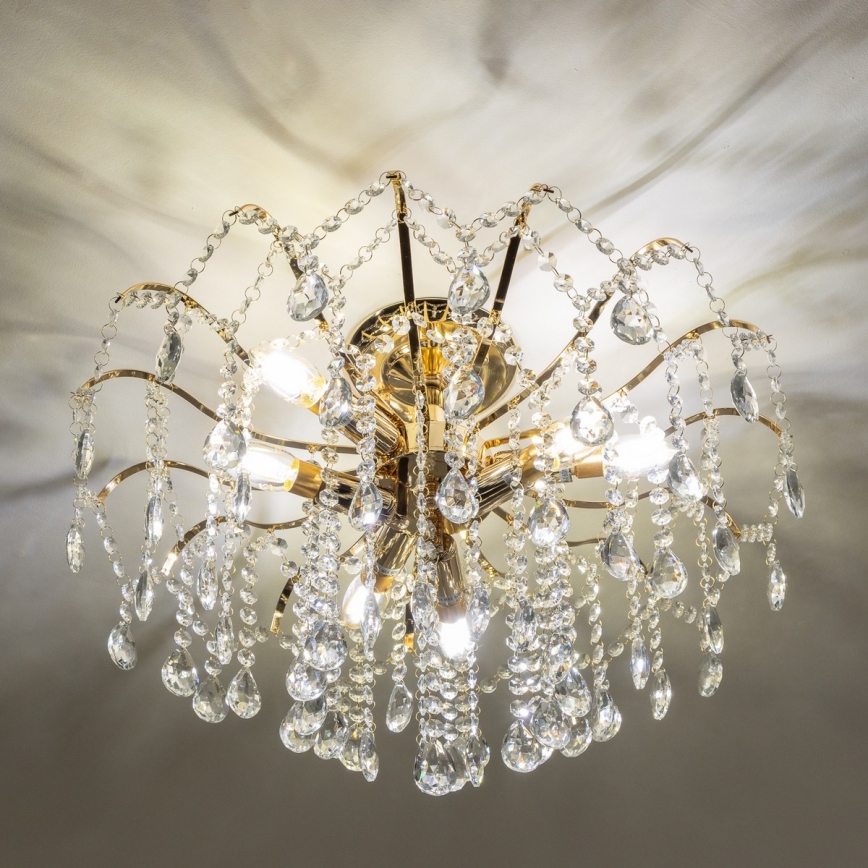Brilagi - Ytmonterad ljuskrona CRYSTAL 6xE14/60W/230V guld