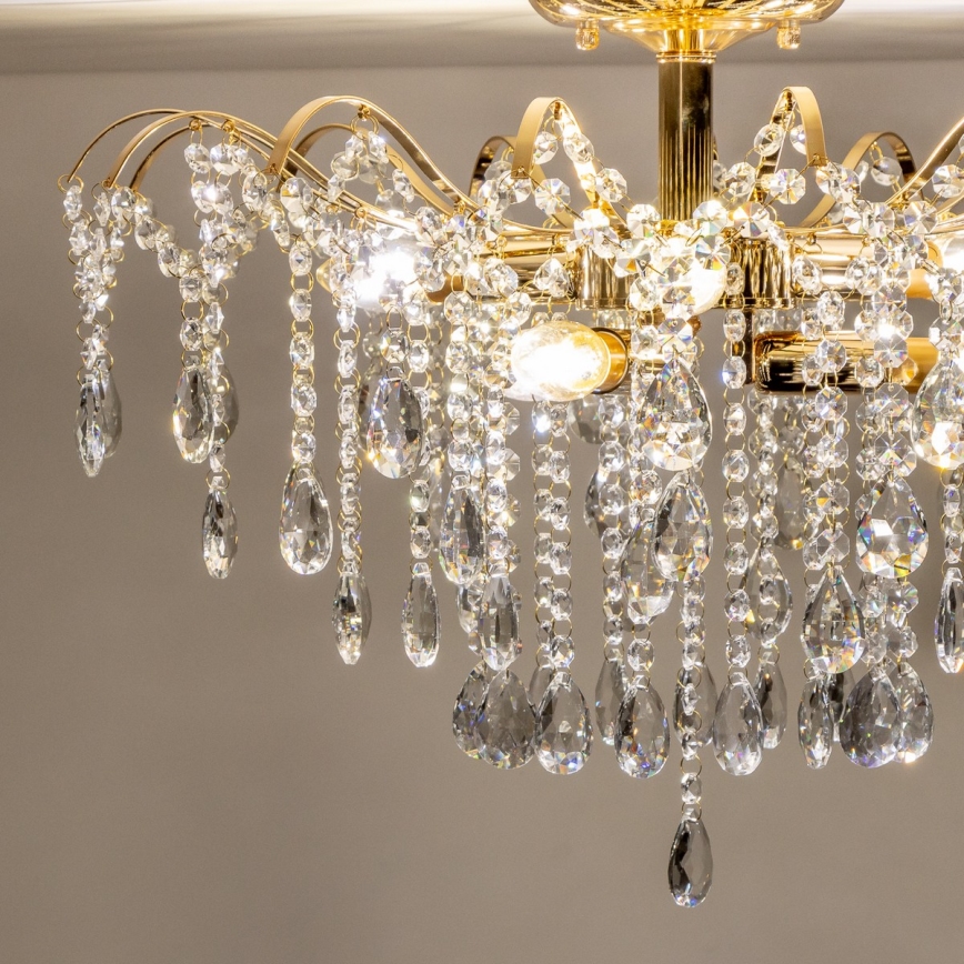 Brilagi - Ytmonterad ljuskrona CRYSTAL 6xE14/60W/230V guld