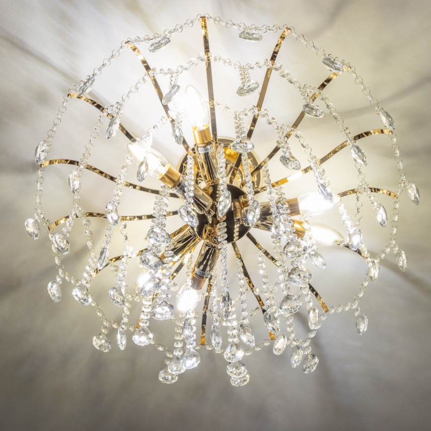 Brilagi - Ytmonterad ljuskrona CRYSTAL 6xE14/60W/230V guld