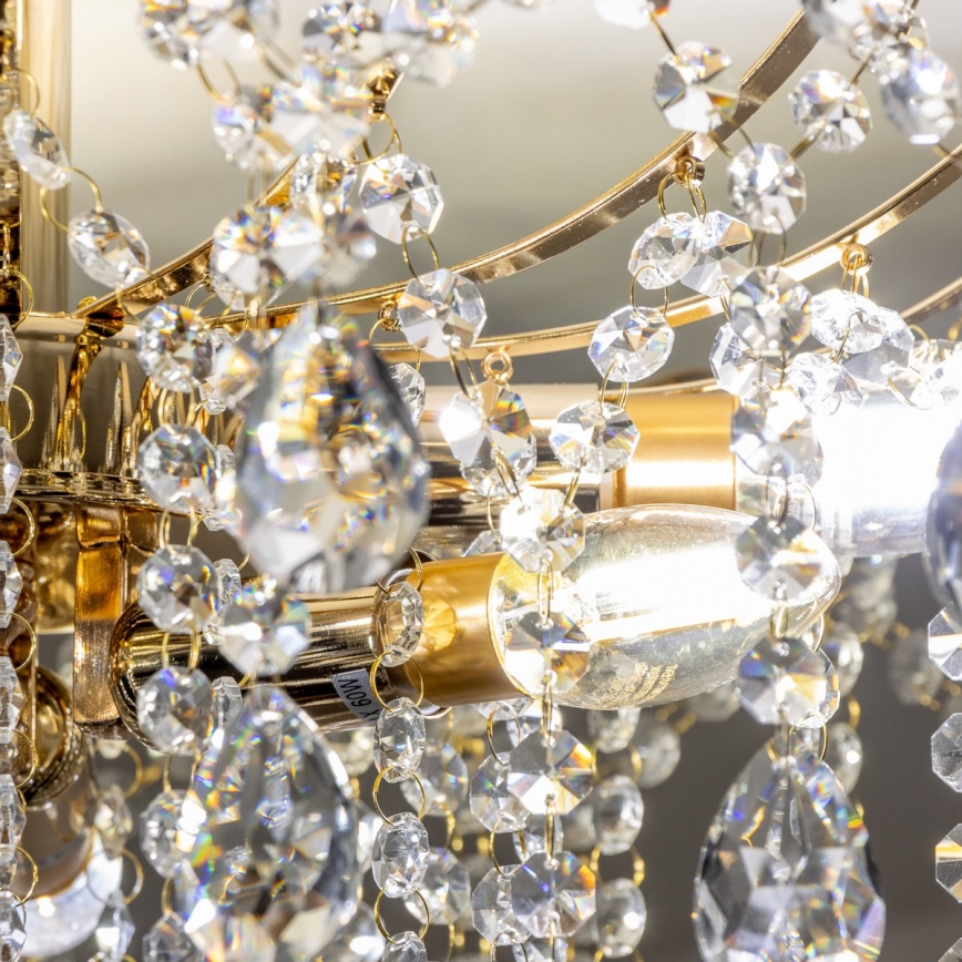 Brilagi - Ytmonterad ljuskrona CRYSTAL 6xE14/60W/230V guld