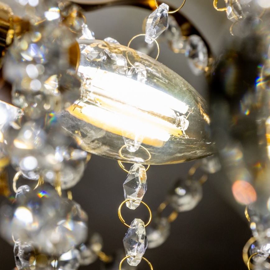 Brilagi - Ytmonterad ljuskrona CRYSTAL 6xE14/60W/230V guld