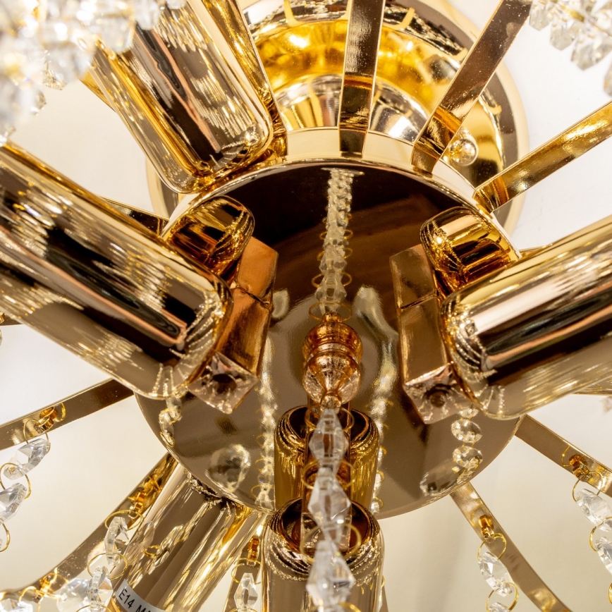 Brilagi - Ytmonterad ljuskrona CRYSTAL 6xE14/60W/230V guld