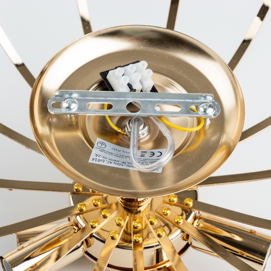 Brilagi - Ytmonterad ljuskrona CRYSTAL 6xE14/60W/230V guld