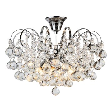 Brilagi - Ytmonterad ljuskrona CRYSTAL 6xE14/60W/230V skinande krom