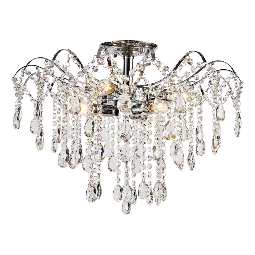 Brilagi - Ytmonterad ljuskrona CRYSTAL 6xE14/60W/230V skinande krom