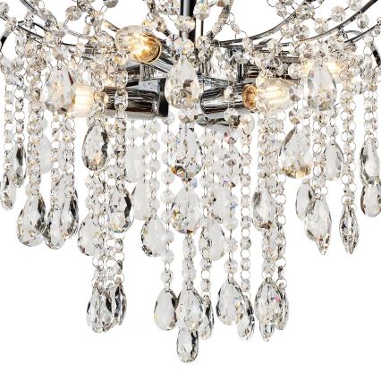 Brilagi - Ytmonterad ljuskrona CRYSTAL 6xE14/60W/230V skinande krom