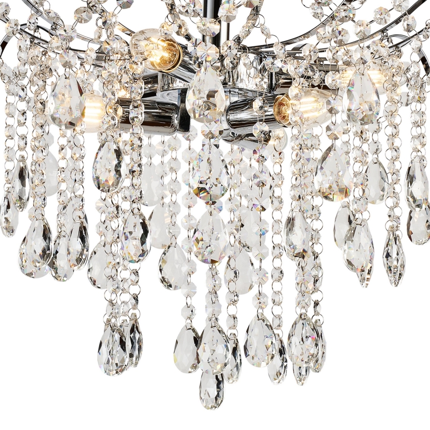 Brilagi - Ytmonterad ljuskrona CRYSTAL 6xE14/60W/230V skinande krom