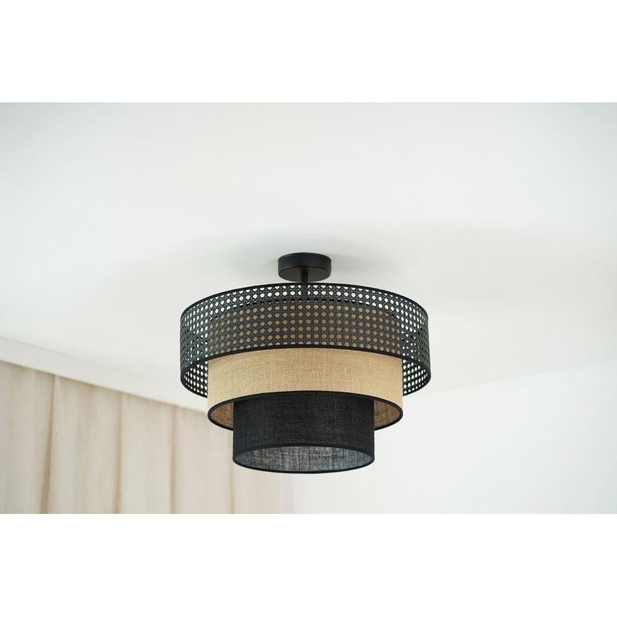 Brilagi - Ytmonterad ljuskrona DAKOTA LUNETA 1xE27/15W/230V diameter 45 cm svart/beige