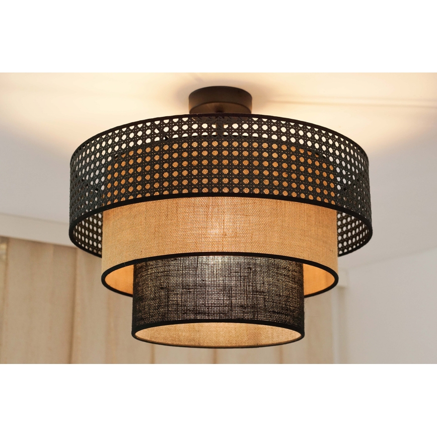 Brilagi - Ytmonterad ljuskrona DAKOTA LUNETA 1xE27/15W/230V diameter 45 cm svart/beige