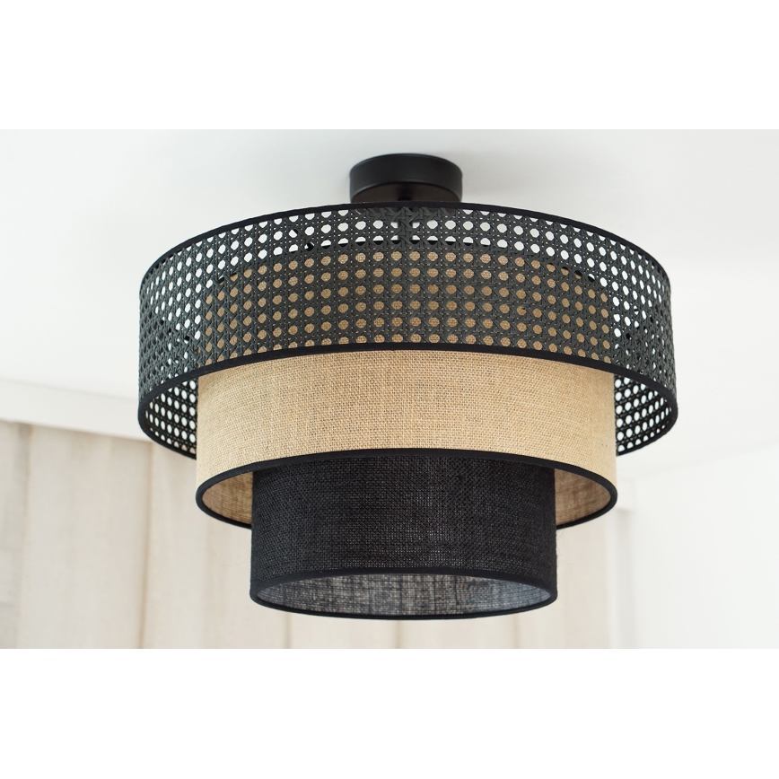 Brilagi - Ytmonterad ljuskrona DAKOTA LUNETA 1xE27/15W/230V diameter 45 cm svart/beige