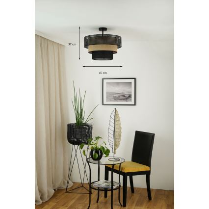 Brilagi - Ytmonterad ljuskrona DAKOTA LUNETA 1xE27/15W/230V diameter 45 cm svart/beige