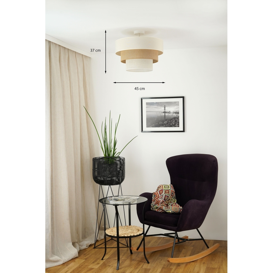 Brilagi - Ytmonterad ljuskrona DENVER LUNETA 1xE27/15W/230V diameter 45 cm beige/brun/grädde