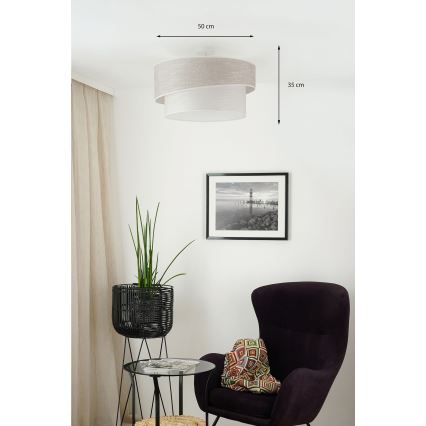 Brilagi - Ytmonterad ljuskrona DOVER SHINE 1xE27/15W/230V diameter 50 cm grå/grädde