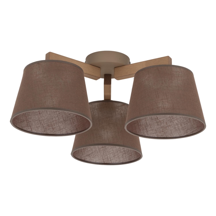 Brilagi - Ytmonterad takkrona LATTE SABIA 3xE27/60W/230V furu/brun