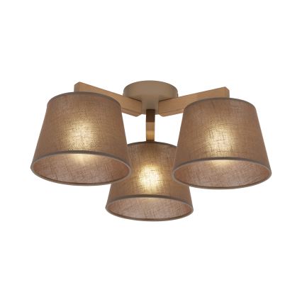 Brilagi - Ytmonterad takkrona LATTE SABIA 3xE27/60W/230V furu/brun