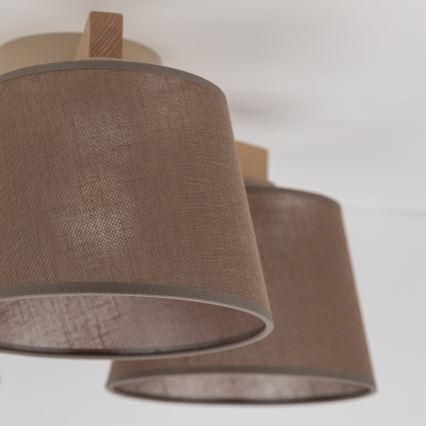 Brilagi - Ytmonterad takkrona LATTE SABIA 3xE27/60W/230V furu/brun
